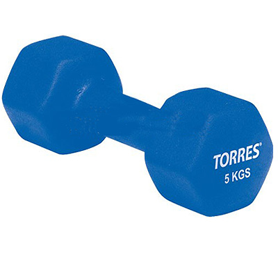 Гантель TORRES 5 кг.Металл, неопрен
