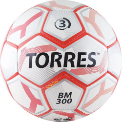 Мяч футбольный TORRES BM 300 р.3, 28 пан.,гл.TPU,2 подкл. слой, маш. сш., бело-сер