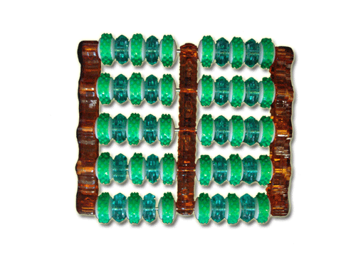Массажёр для ног двойной 5х5 (3х5 шип. ролики, 2х5 простые). 310