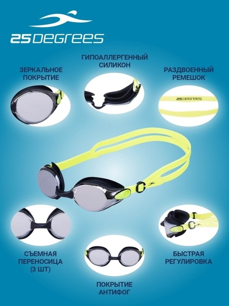 Очки для плавания 25DEGREES Load Mirror Black/Lime